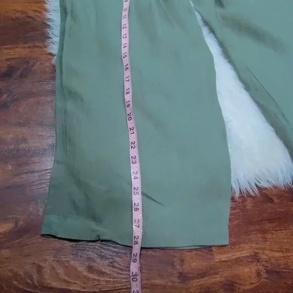 Vitamin A High Rise Womens Size XS Elastic Waist Wide-Leg Linen Pants Sage Green - Picture 8 of 9